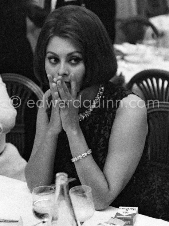 Sophia Loren and an unknown lady at the Cannes Film Festival 1962. - Photo by Edward Quinn
