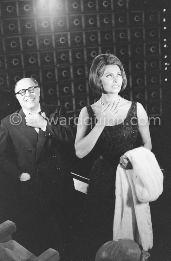 Sophia Loren and her husband, film producer Carlo Ponti, at the Cannes Film Festival 1962. - Photo by Edward Quinn