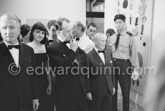 Aimé Maeght, André Malraux, Joan Miró. Inauguration of the Fondation Maeght. Saint-Paul-de-Vence 1964. - Photo by Edward Quinn