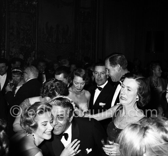 Aristotle and Tina Onassis. On the right Lady Douglas. New Year’s Eve gala night 1957/1958; inside Hotel de Paris, Monte Carlo. - Photo by Edward Quinn