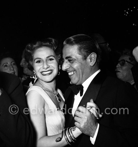 Aristotle Onassis with his wife Tina. New Year’s Eve gala 1955/1956. Monte Carlo 1955 - Photo by Edward Quinn