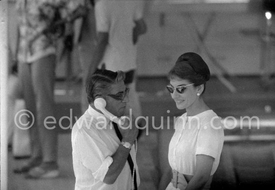 Maria Callas and Aristotle Onassis on board Onassis\' yacht Christina. Monaco harbor 1959. - Photo by Edward Quinn