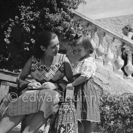 Françoise Gilot and Paloma Picasso in the garden of La Galloise. Vallauris 1953. - Photo by Edward Quinn