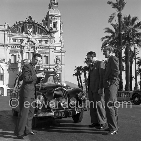 N° 318 Stirling Moss, Desmond Scannell, John Cooper (from left) on Sunbeam Talbot 90, 6th. Monte Carlo Rally 1953. - Photo by Edward Quinn