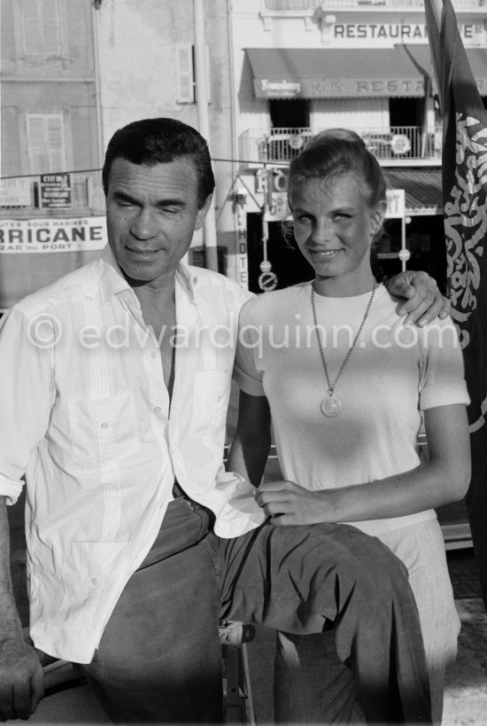 Dominican diplomat-playboy Porfirio Rubirosa with his fifth and last wife Odile Rodin, French actress. Saint-Tropez 1958. - Photo by Edward Quinn