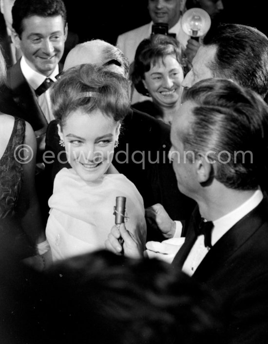 Romy Schneider interviewed, Cannes Film Festival 1962. - Photo by Edward Quinn