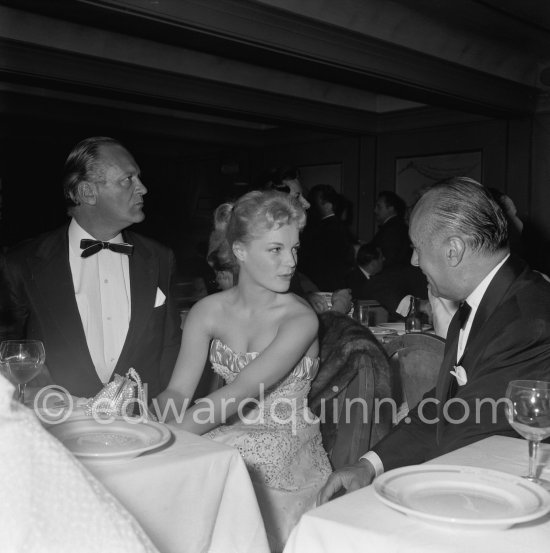 From left: Curd Jürgens, Romy Schneider, Charles Boyer. Cannes 1957. - Photo by Edward Quinn