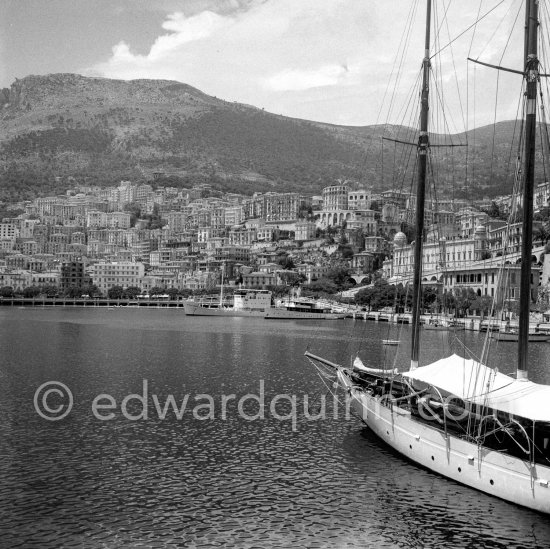 In the background: Olympic Whaler, the whaling ship of Aristotle Onassis. Monaco harbor 1954. - Photo by Edward Quinn