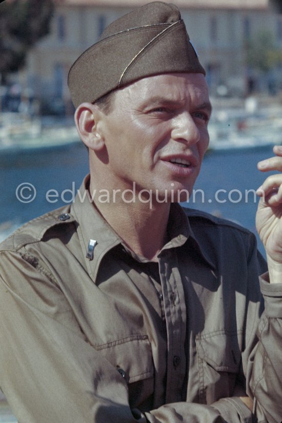 Lt. Sam Loggins (Frank Sinatra) during the filming of "Kings Go Forth". Villefranche-sur-Mer 1957. - Photo by Edward Quinn