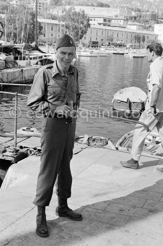 Lt. Sam Loggins (Frank Sinatra) during the filming of “Kings Go Forth”. Villefranche-sur-Mer 1957. - Photo by Edward Quinn