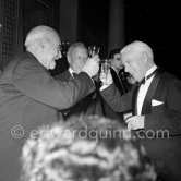Charly Chaplin, toasting friends before dinner, Figaro Gala. Cannes 1953. - Photo by Edward Quinn