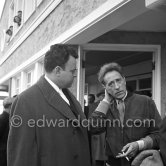 Jean Cocteau and Orson Welles. Nice Airport 1952. - Photo by Edward Quinn