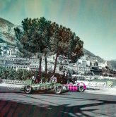 Mike Hawthorn, (18) Vanwall VW I, Giuseppe "Nino" Farina, (42) Ferrari 625. With the shadow of the Gazomètre. Monaco Grand Prix 1955. - Photo by Edward Quinn