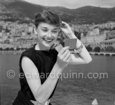 Hollywood actress Audrey Hepburn, before she found fame, at the harbor of Monaco 1951.