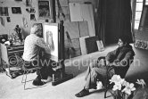 David Hockney working on the drawing "Carlos" at his studio in Paris 1975. - Photo by Edward Quinn