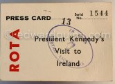 John F. Kennedy, press card for official visit. Dublin June 1963. - Photo by Edward Quinn