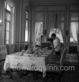 Dining room of Château de la Croë of Onassis. 1954 - Photo by Edward Quinn