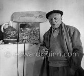 Pablo Picasso at Studio Le Fournas, Vallauris 1953. - Photo by Edward Quinn