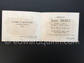 Invitation card exposition Joan Miró, Galerie Matarasso, 17./18. June 1957. - Photo by Edward Quinn