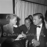 Romy Schneider, the belle of the 1957 Cannes Film Festival with her co-star Karlheinz Böhm. Ivan Desny in the middle. - Photo by Edward Quinn