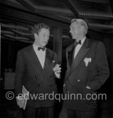 Peter Ustinov and American actor Sonny Tufts. Monte Carlo Gala - Bal des Petits Lits Blancs. Monaco 1951. - Photo by Edward Quinn