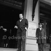 Orson Welles in front of the Casino in Monte Carlo. Welles came to the Riviera to present his film "Othello" at the Cannes Film Festival. He received the "Palme d’Or" for the film. The film, at present a "classique", was vilified by most of the critics. Monte Carlo 1952. - Photo by Edward Quinn
