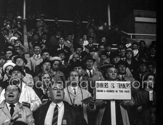 The stand for owners and trainers at the Curragh Race Course. Dublin 1963. Published in Quinn, Edward. James Joyces Dublin. Secker & Warburg, London 1974. - Photo by Edward Quinn