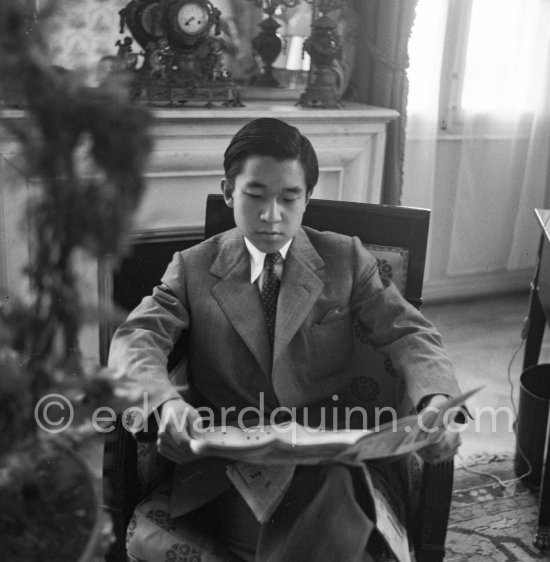 Prince Akihito, later Emperor of Japan. Hotel du Cap, Eden Roc, Antibes 1953. - Photo by Edward Quinn