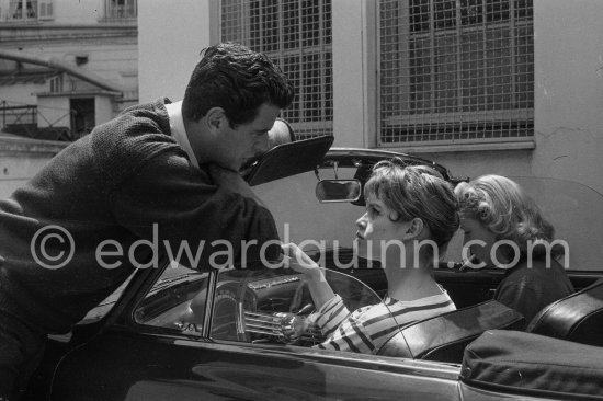 Brigitte Bardot in a Simca Aronde. She got the car (1955 or 56 Simca Aronde Week-end) as a fee for making advertising for Simca. Cannes Film Festival 1956. - Photo by Edward Quinn