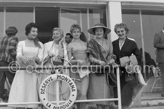 Brigitte Bardot, Michèle Morgan, Edwige Feullière. Cannes Film Festival 1956. - Photo by Edward Quinn