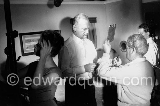 Brigitte Bardot and Curd Jürgens at the Studios de La Victorine, during filming of “Et Dieu créa la Femme”. Nice 1956. - Photo by Edward Quinn