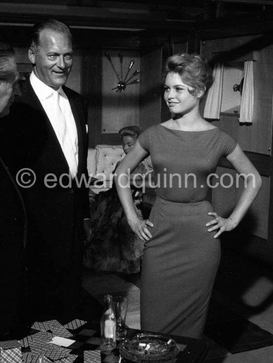 Brigitte Bardot and Curd Jürgens. During filming of "Et Dieu créa la femme". Studios de la Victorine, Nice 1956. - Photo by Edward Quinn