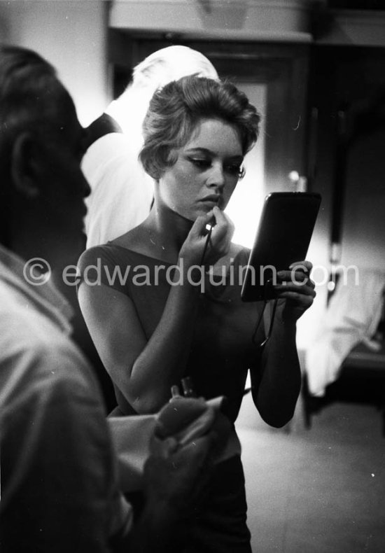 Brigitte Bardot. During filming of "Et Dieu créa la femme". Studios de la Victorine, Nice 1956. - Photo by Edward Quinn