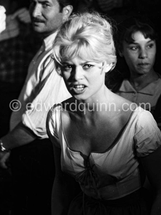 Brigitte Bardot during filming of “Les bijoutiers du clair de lune”. Studios de la Victorine, Nice 1958. - Photo by Edward Quinn