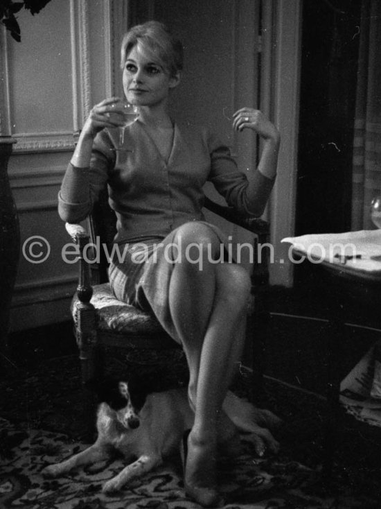 Brigitte Bardot with her mixed breed Guapa at the Hotel Negresco. Nice 1958. - Photo by Edward Quinn