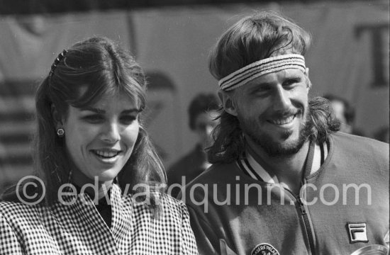 Princess Caroline of Monaco and Björn Borg. Tennis Open of Monte Carlo 1979. - Photo by Edward Quinn