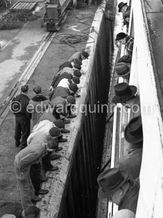 The Dover-Calais ferry approaches the pier. Calais 1950 - Photo by Edward Quinn