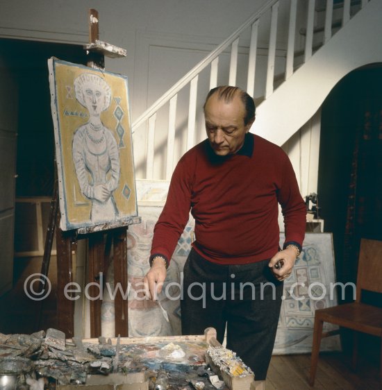 Massimo Campigli at his studio in Saint-Tropez 1964. - Photo by Edward Quinn