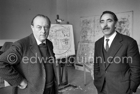 Massimo Campigli with the tailor Michele Sapone at his studio in Saint-Tropez 1964. - Photo by Edward Quinn