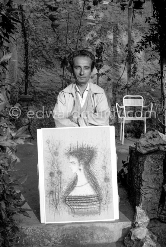 Jean Carzou, French–Armenian painter, at his studio in Vence 1963 - Photo by Edward Quinn