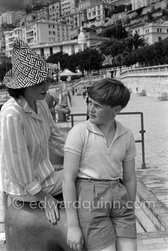 Winston Churchill Jr. and his mother Pamela, ex-wife of Randolph Churchill, Monaco harbor 1954. - Photo by Edward Quinn