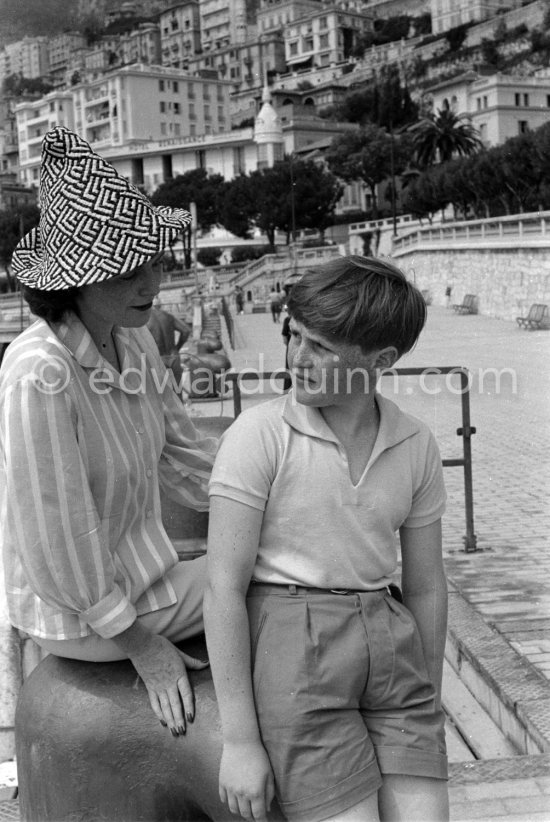 Winston Churchill Jr. and his mother Pamela, ex-wife of Randolph Churchill, Monaco harbor 1954. - Photo by Edward Quinn