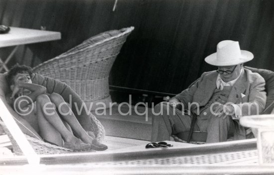 Alexander Onassis and Sir Winston Churchill on board Onassis\' yacht Christina. Monaco harbor 1959. - Photo by Edward Quinn