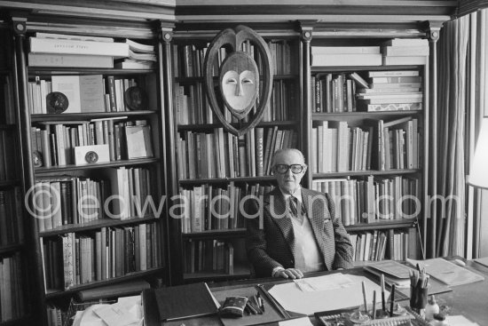 British art historian and art collector Douglas Cooper at his office in Monte Carlo 1983. - Photo by Edward Quinn