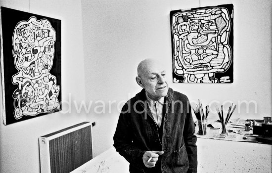 Jean Dubuffet at his studio in Vence 1966. | Edward Quinn Photographer