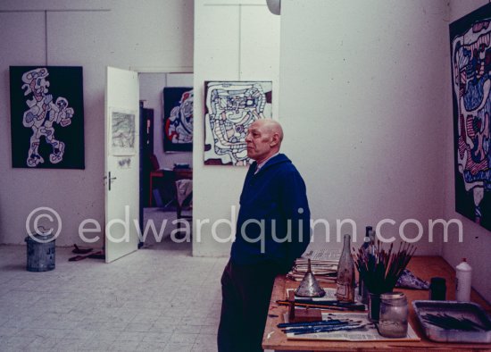 Jean Dubuffet at his studio, Vence 1966. - Photo by Edward Quinn