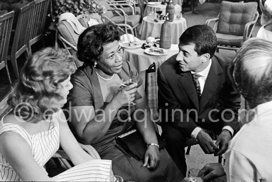 Ella Fitzgerald and French painter Raymond Moretti. Festival de Jazz, Nice 1958. - Photo by Edward Quinn