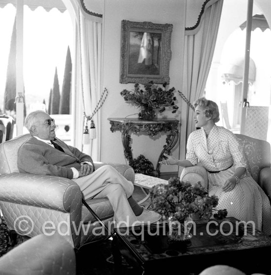 Zsa Zsa Gabor and Prince Aga Khan. Villa Yakymour, Le Cannet 1953. - Photo by Edward Quinn