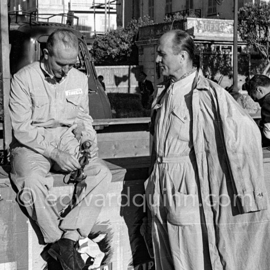 Giuseppe "Nino" Farina (l) and Louis Chiron. Monaco Grand Prix 1950. - Photo by Edward Quinn