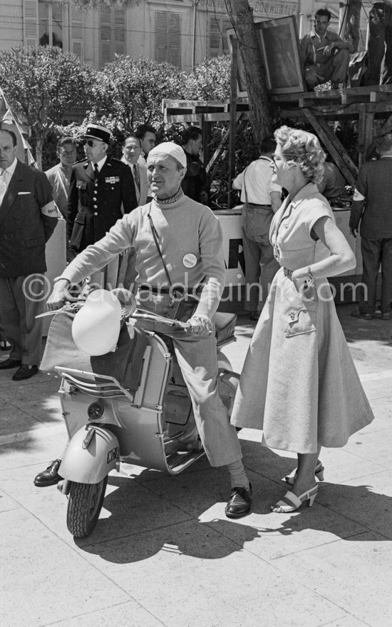 Louis Chiron on his Vespa. Monaco Grand Prix 1955. - Photo by Edward Quinn